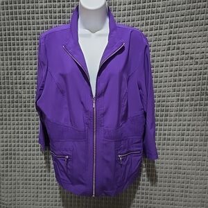 VTG Purple Windbreaker Utility Jacket Lg Zip Gorp Street Tech Athleisure 80s Y2K
